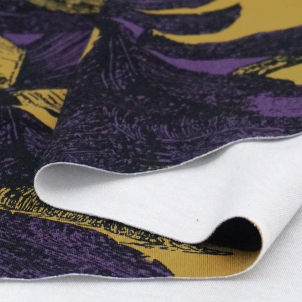 Romanitjersey abstrakte Blüten aubergine grüngelb schwarz